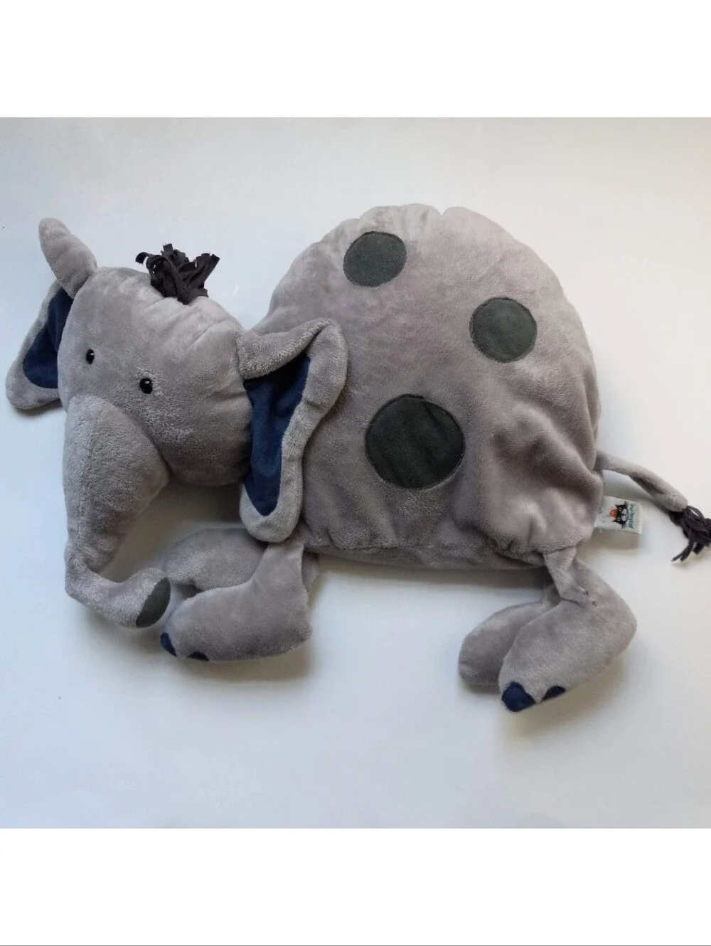 Jellycat Cushkin Elephant Plush Stuffed Animal Gray Polka Dot Retired FLAW